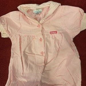 Pink & white checkered OshKosh short-sleeved one-piece w/4-snap bottom closure